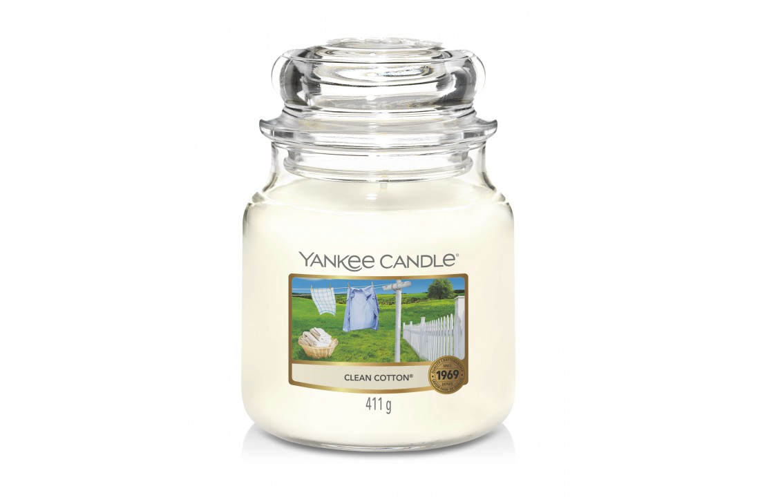 Yankee Candle Clean Cotton Świeca zapachowa ŚREDNIA